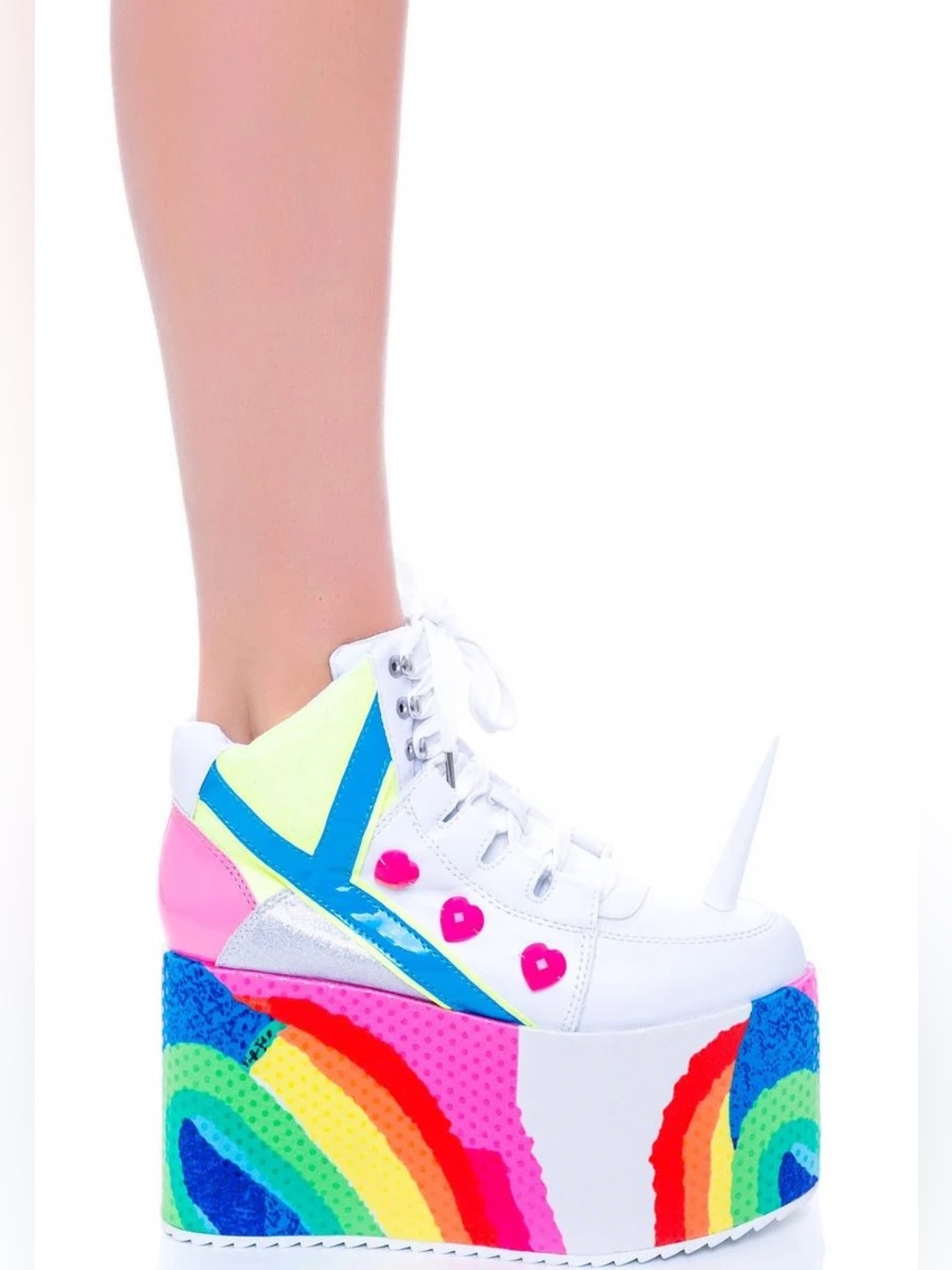Y.R.U QOZMO UNICORN Rainbow Platform High-Top Sneakers